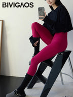 Leggings Piel Tiburón Ciruela | Sensación Desnuda 3D Push Up | Sexy Yoga Fitness PV | Ticotrendy