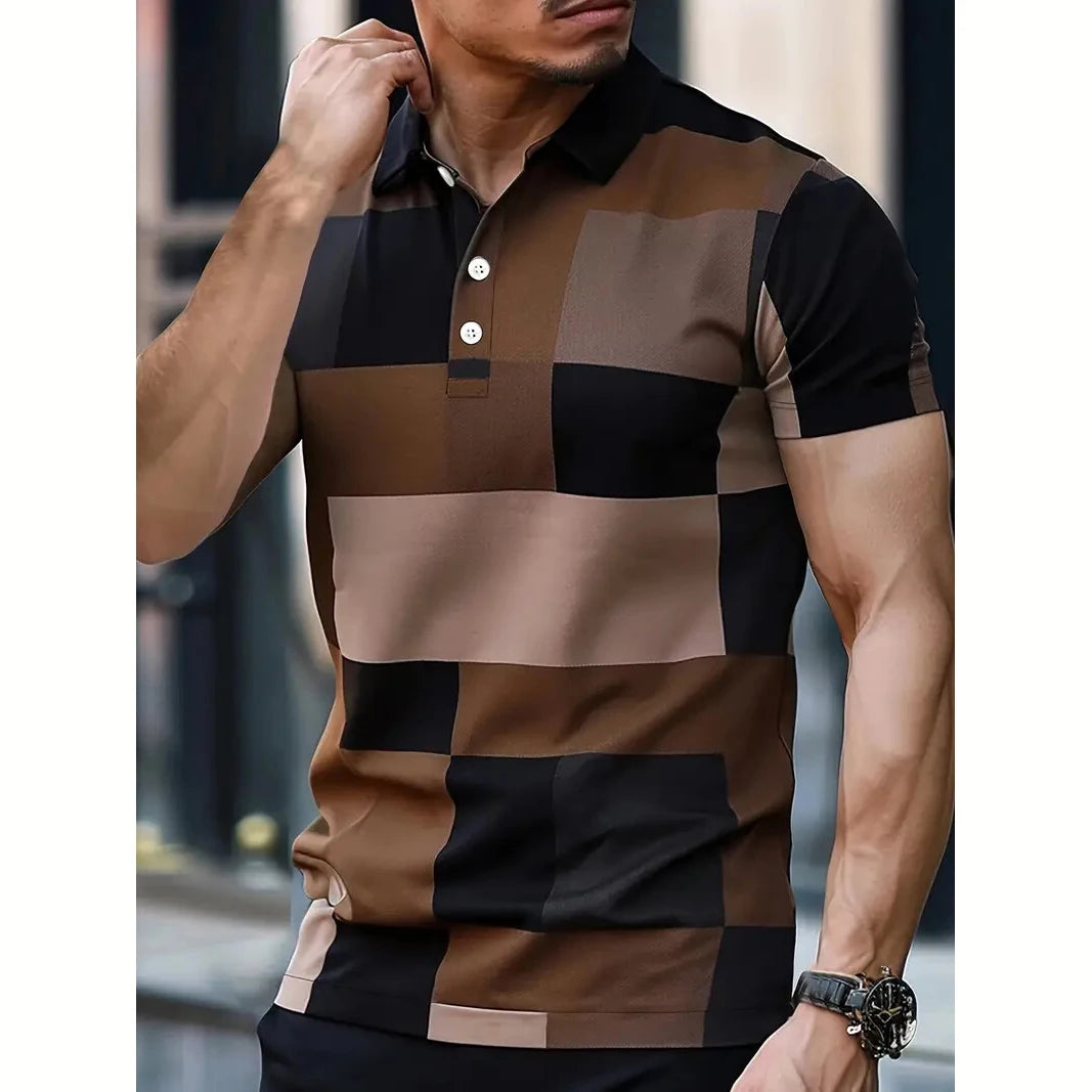 Polo Vintage Hombre Verano | Diseño Estampado Informal Manga Corta Transpirable