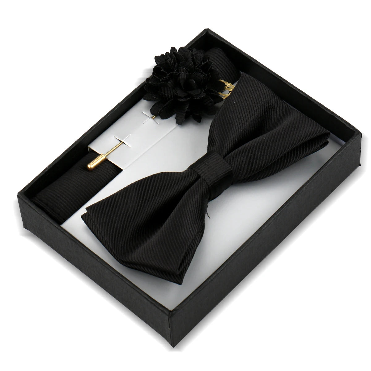 Set De Pajarita Broche Flor Pañuelo Accesorio De Traje Boda