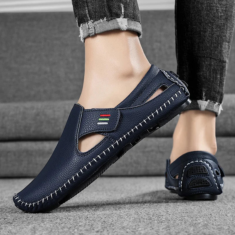 Mocasines Cuero Hombre 2025 ∣ Ahuecados Conducción ∣ Lujo Verano