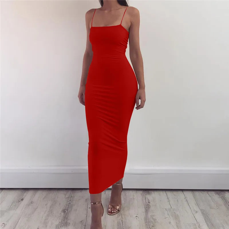 Vestido Sexy De Verano Ceñido Sin Mangas Espalda Descubierta 2025
