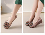 Mocasines Étnicos De Flores | Cuero Genuino Estilo Retro Lujoso Casual