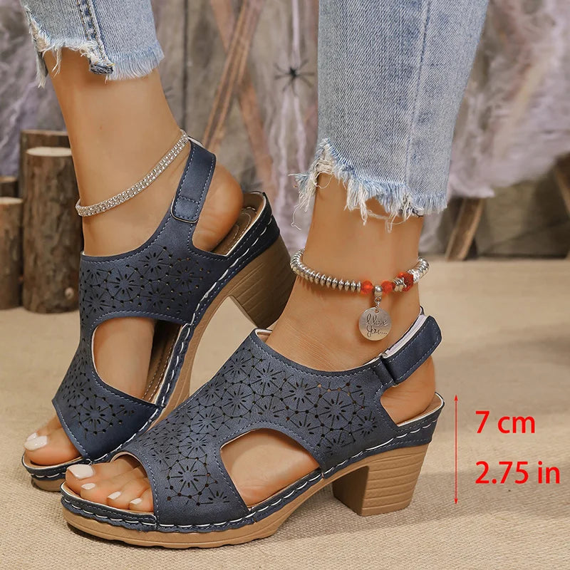 Sandalias de Tacón Alto Ahuecadas | Plataforma | Gancho | Antideslizantes | Talla Grande