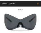Gafas Sol Gran Tamaño Sin Montura Futuristas | PUNK Y2K Plateadas UV400 Espejo