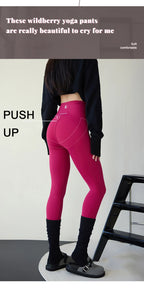 Leggings Piel Tiburón Ciruela | Sensación Desnuda 3D Push Up | Sexy Yoga Fitness PV | Ticotrendy