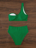 Bikini de Un Hombro y Tiro Alto - Conjunto Elegante para la Arena