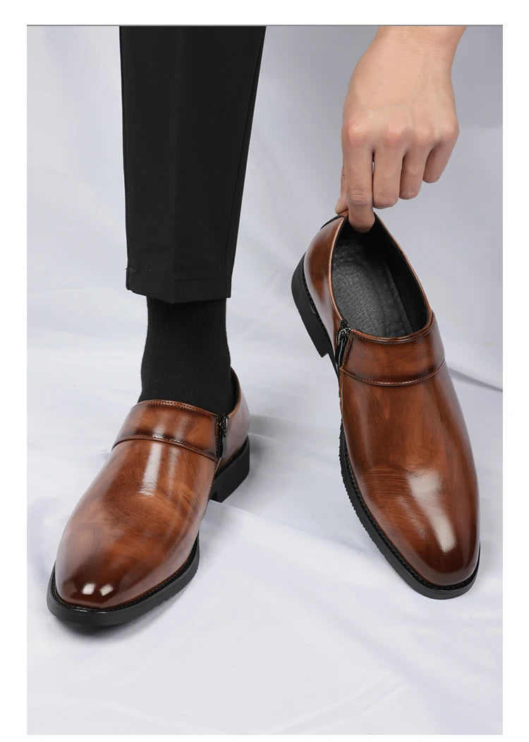 Zapatos Formales Morados Hombre | Charol Punta Estrecha Sin Cordones Cómodos Negocios
