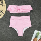 Bikini De Cintura Alta Rayas Irregulares Playa Mujer Dos Piezas