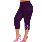 Leggings elásticos de talla grande para mujer, pantalones capri informales sin costuras con cintura elástica para verano, leggings esenciales de longitud corta para mujer