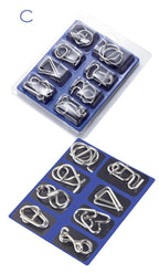 Rompecabezas de anillo chino de Metal para niños y adultos, puzles mágicos, rompecabezas clásicos, IQ Brain Teaser, 8 juegos por paquete