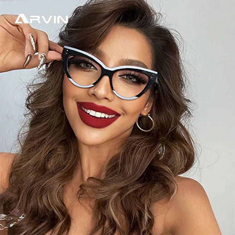 Montura Gafas Ojo Gato Colores Contrastados Vintage | Antirayos Azules Ordenador Plástico Moda