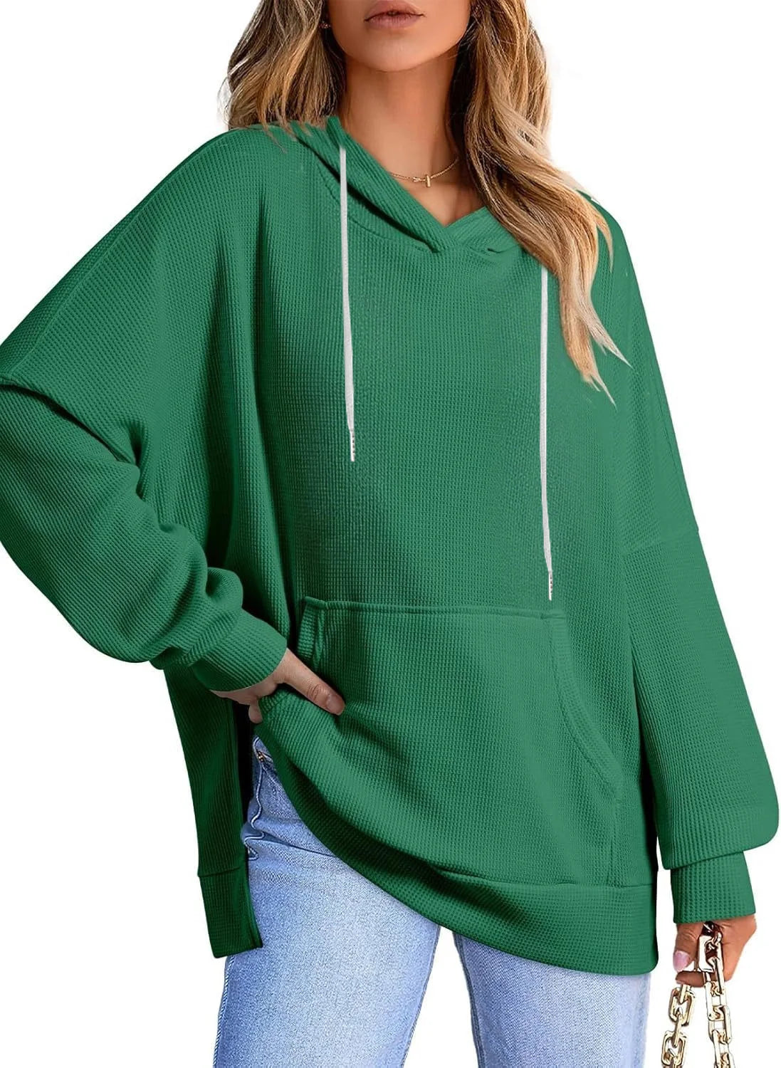 Sudadera Gofres Capucha Plus Size | Manga Larga Bolsillos Estampado Relieve | Tallas 1XL-5XL | Tico Trendy