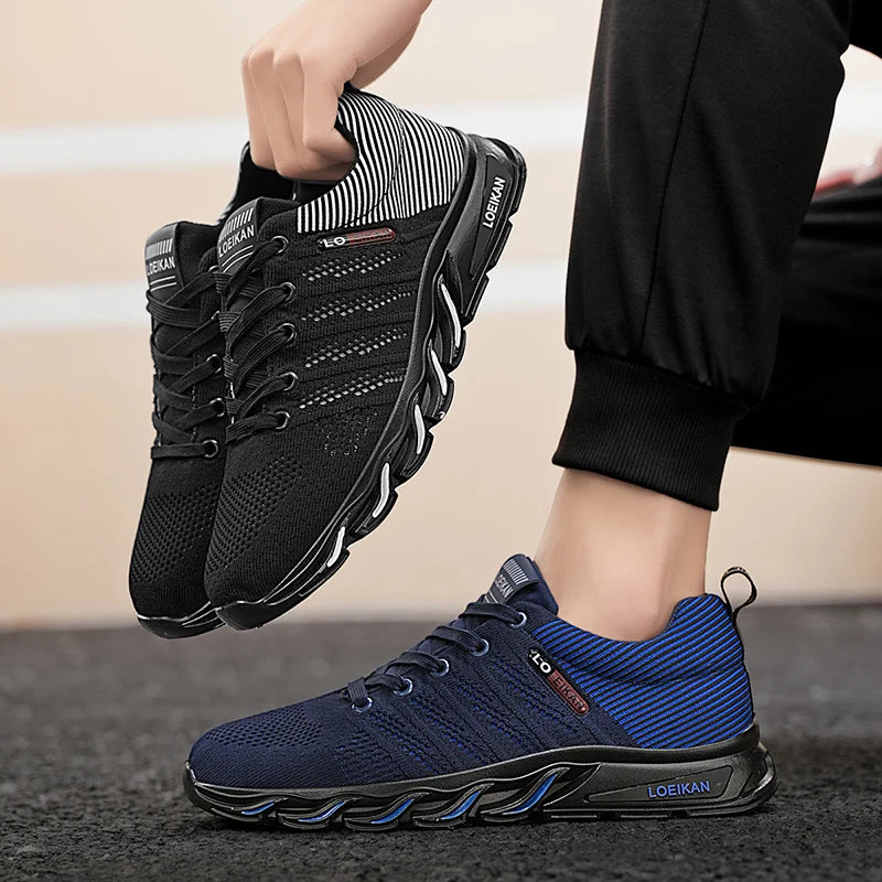 Zapatos Running para Hombre | Malla Negra Transpirable | Ligeros para Verano | Ticotrendy