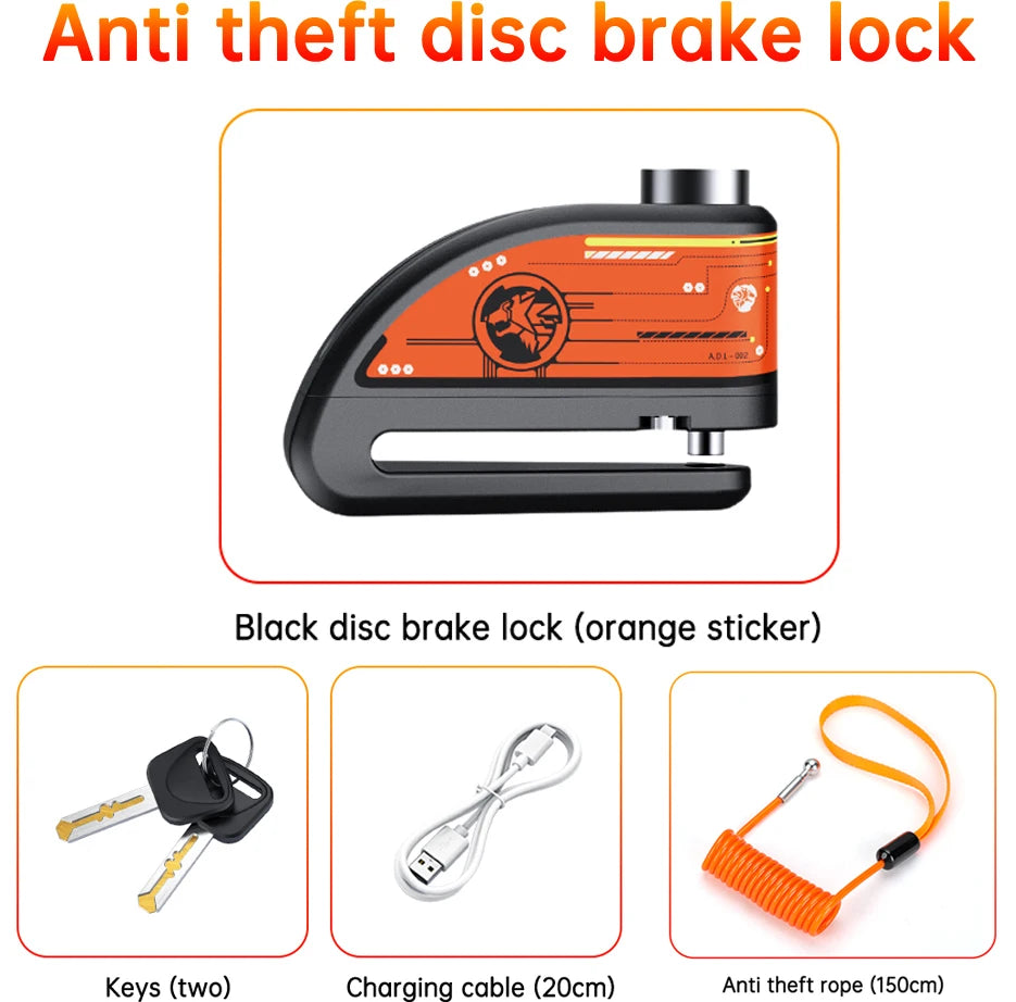 Candado de Disco para Motocicleta | Alarma de 120dB e Impermeable  | Ticotrendy