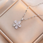 Collar Flor Elegante Plateado | Acero Inoxidable | Circón | Ticotrendy
