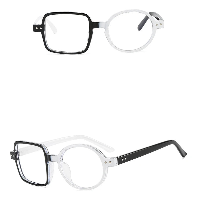 Montura Gafas Asimétricas Retro Redondas Cuadradas | Lentes Transparentes Unisex Ópticas
