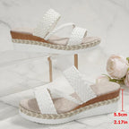 Sandalias  de Cuña | Tejido Ligero | Suela Gruesa | Talla Grande | Verano 2025