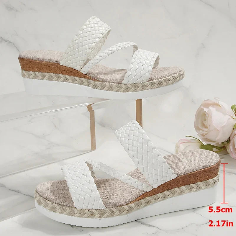 Sandalias  de Cuña | Tejido Ligero | Suela Gruesa | Talla Grande | Verano 2025