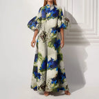 Vestido Maxi Estampado Cintura Ceñida Casual Chic