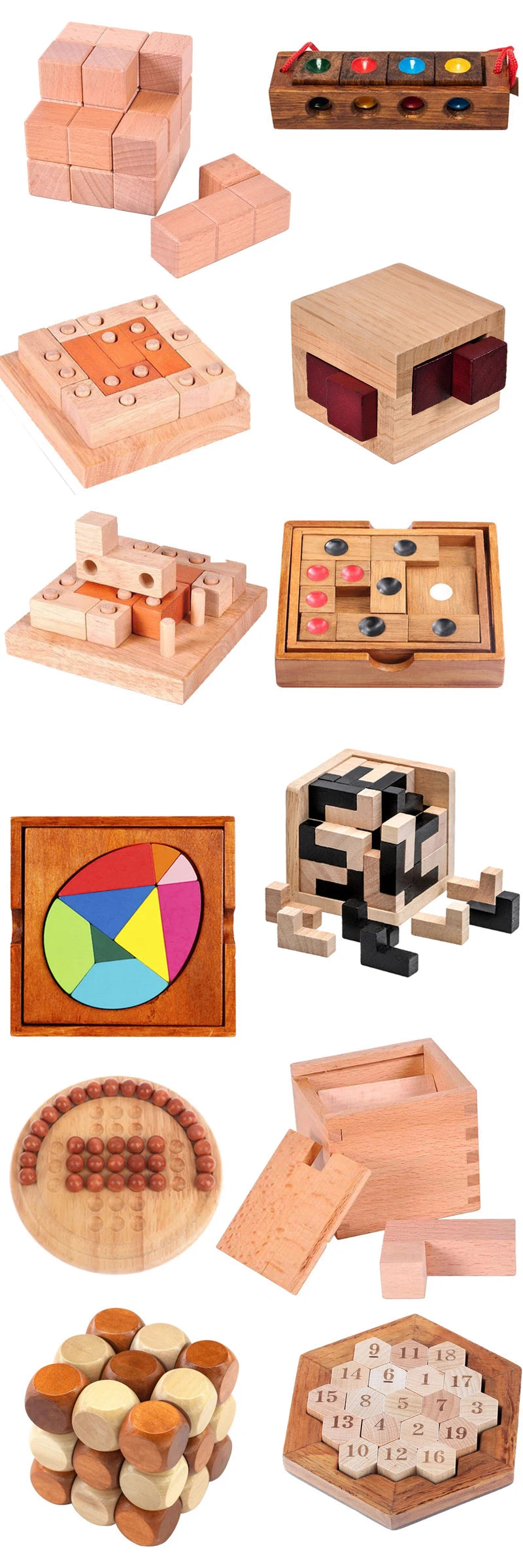 Rompecabezas clásico De Madera 3D para adultos y niños, cabeza De cabeza, Juguetes Para el desarrollo del cerebro
