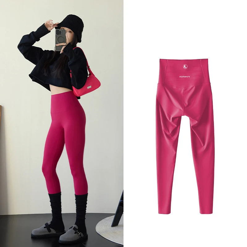 Leggings Piel Tiburón Ciruela | Sensación Desnuda 3D Push Up | Sexy Yoga Fitness PV | Ticotrendy