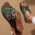 Zapatillas de Cuña con Tiras Cruzadas | Colores Combinados | Suela Suave Antideslizante | Talla 43