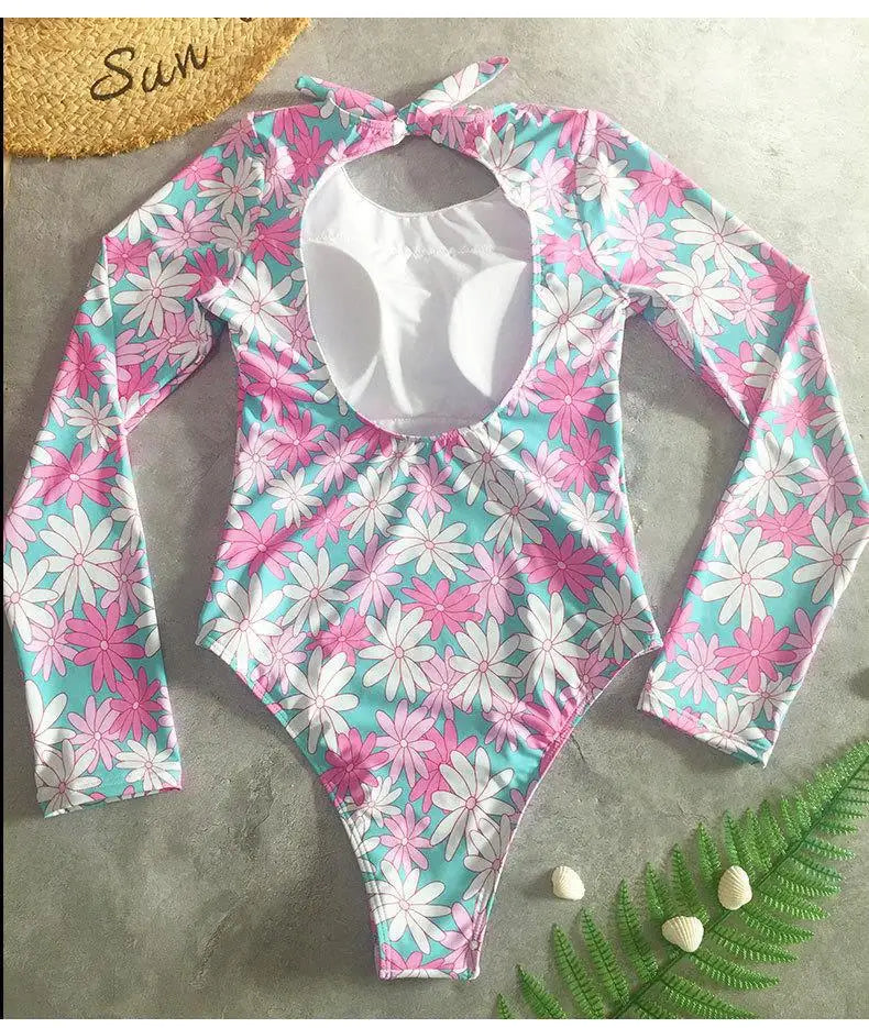 Bañador Una Pieza Mujer | Estampado | Manga Larga y Sin Espalda | Surf y Buceo