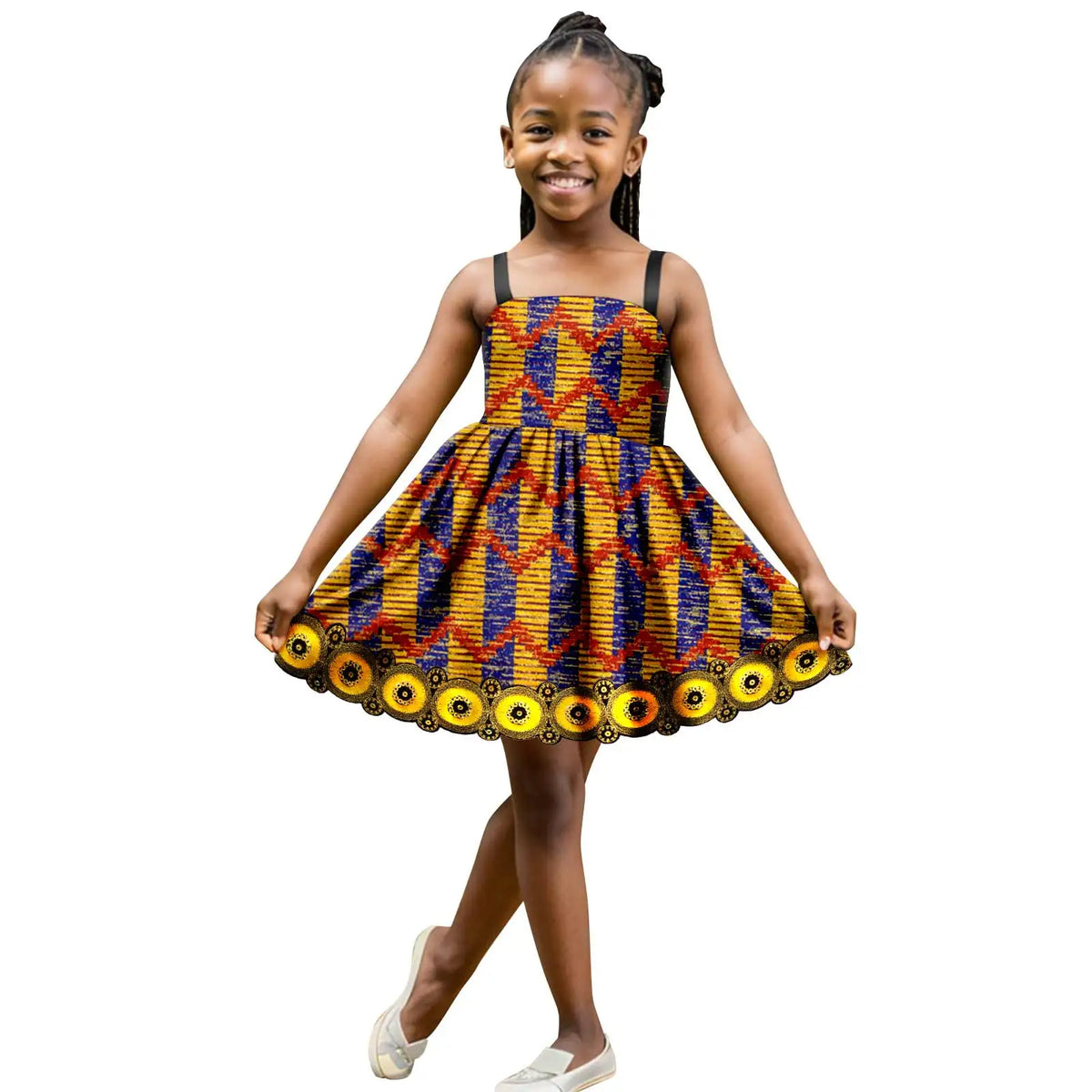 Vestido Acampanado Algodón Dashiki Niña | Verano Fiesta | Tallas XS-XXL | Tico Trendy