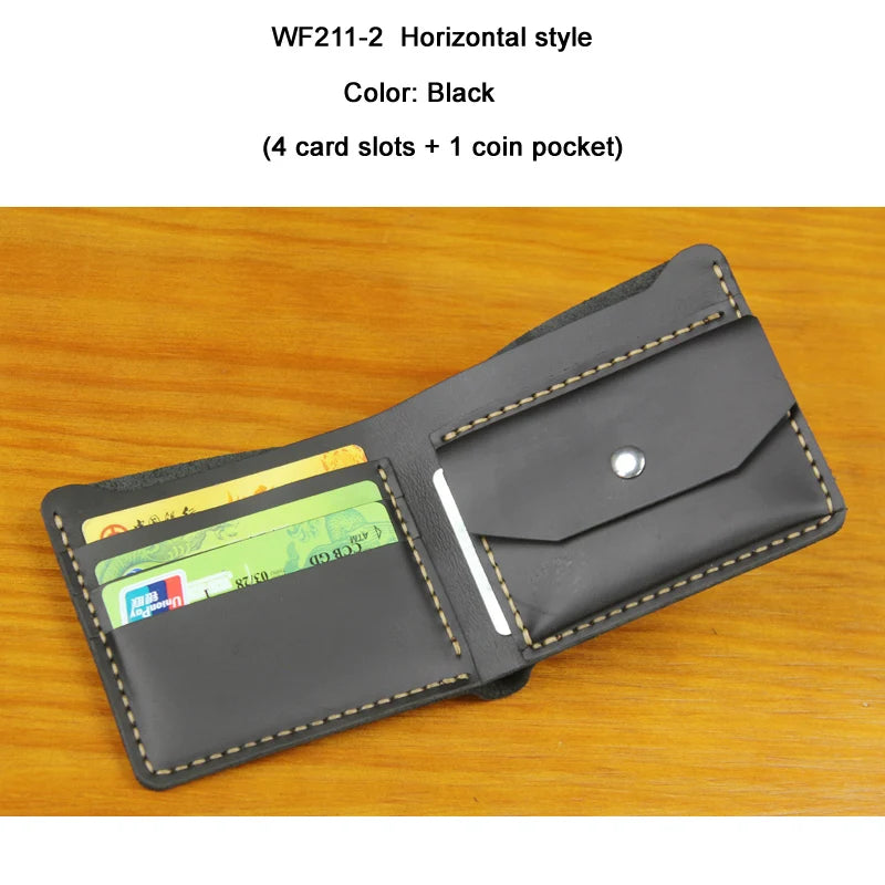 Cartera de Cuero Crazy Horse para Hombre | Hecha a Mano | Clips de Cuero | Bolsillo Vertical