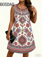 Vestido Étnico 3D Flores para Mujer | Sin Mangas y Estilo Vintage | Holgado para Verano 2026 | Tico Trendy