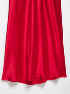 Vestido Rojo Satinado | Cuello en V y Cremallera Trasera | Tropical 2025