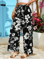 Pantalón Bohemio Traf | Cintura Alta y Pierna Ancha - Estampado Floral