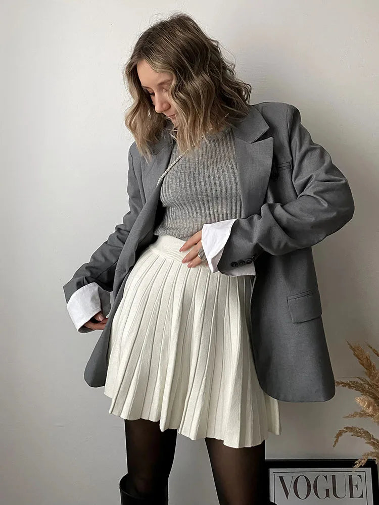 Minifalda Plisada de Punto | Cintura Alta | Estilo Coreano