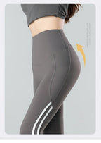 Mallas Piel Tiburón Raya Bolsillo | Cintura Alta Ajustado Fitness | Yoga Ciclismo Correr Otoño | Ticotrendy