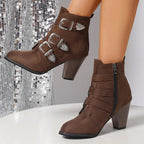 Botines de Tacón Alto Elegantes | Hebilla Decorativa | Mujer