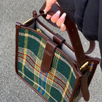 Bolso Hombro Mujer Retro A Cuadros Diario Casual
