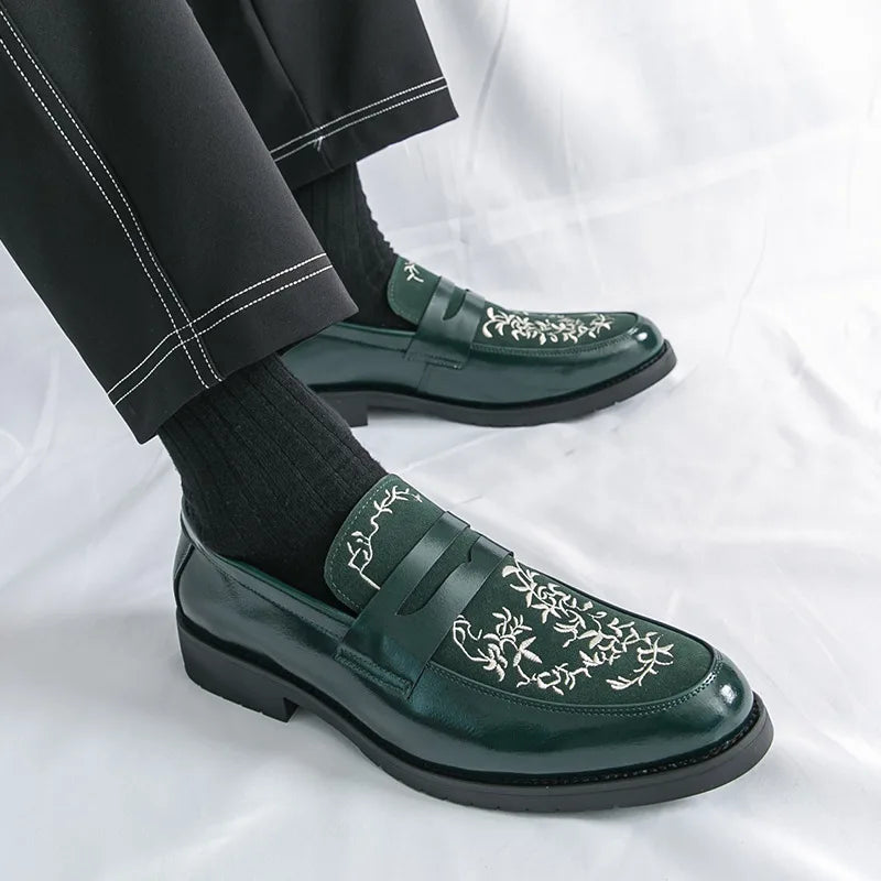 Mocasines Lujo Hombre Punta Redonda Cuero PU Formales Negocios | Sin Cordones