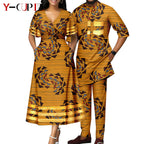 Vestido Cuello V Estampado Africano Pareja | Top y Pantalón | Tallas XS-6XL | Tico Trendy