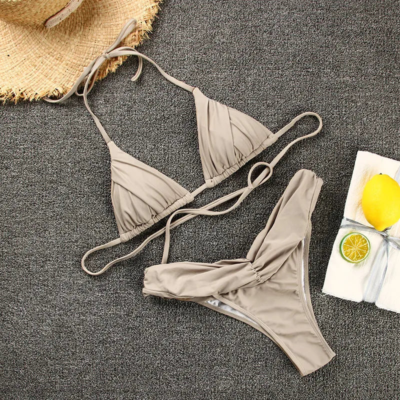 Bikini Dividido con Cuerda de Corbata - Estilo de Tres Puntos