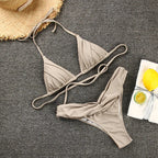 Bikini Dividido con Cuerda de Corbata - Estilo de Tres Puntos