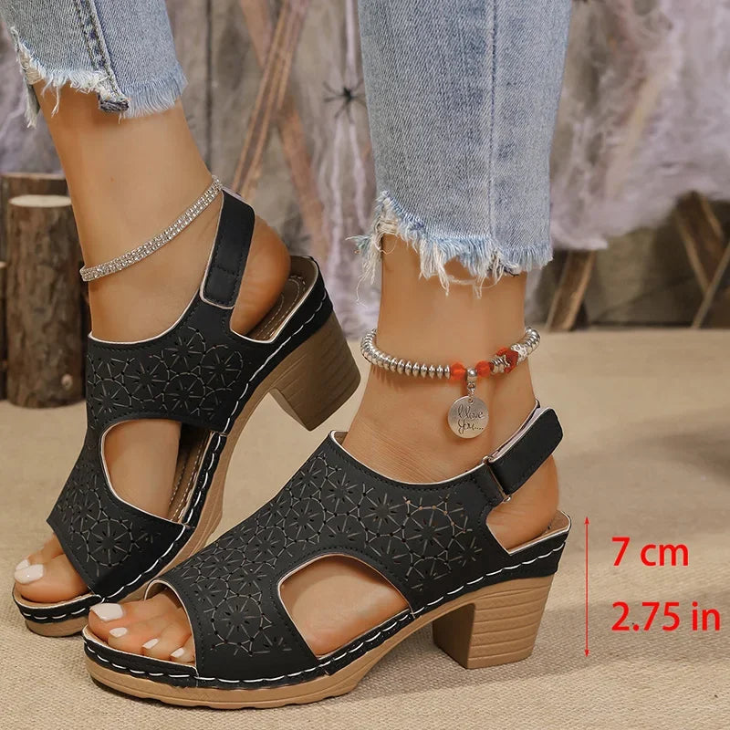 Sandalias de Tacón Alto Ahuecadas | Plataforma | Gancho | Antideslizantes | Talla Grande