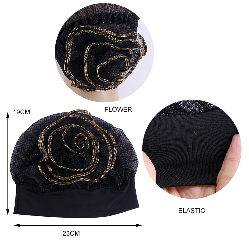 Turbante brillante elástico musulmán de flores para mujer, gorro de quimio para la pérdida de cabello, Bandanas internas, gorro Ninja para el cáncer, gorro para envolver la cabeza, nuevo