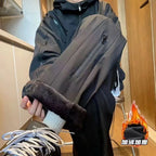 Pantalón Lana Impermeable Hombre | Recto Negro | Grueso y Antiviento | Exteriores