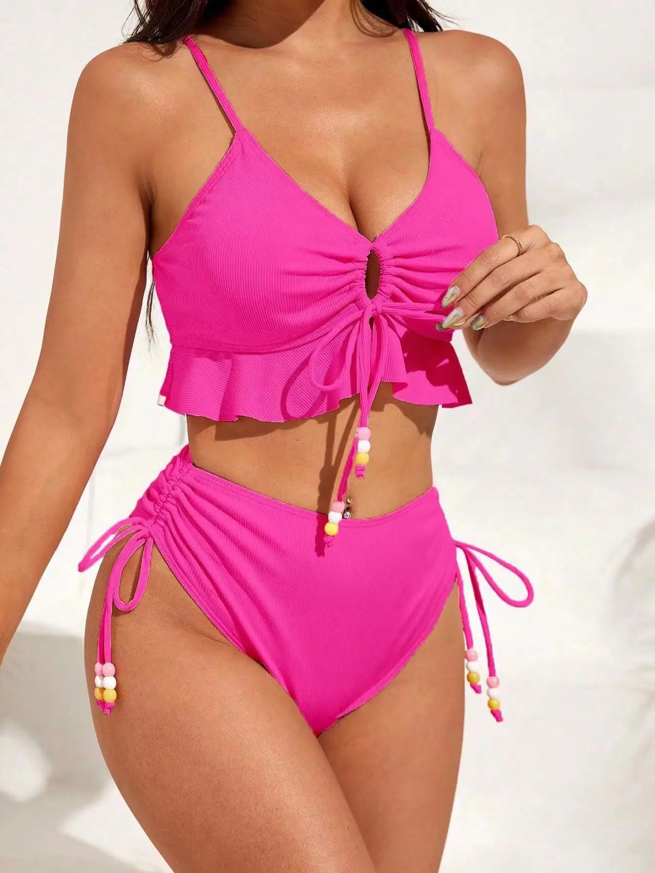 Bikini con Cordón y Volantes - Traje de Baño Sexy para el Verano Tico