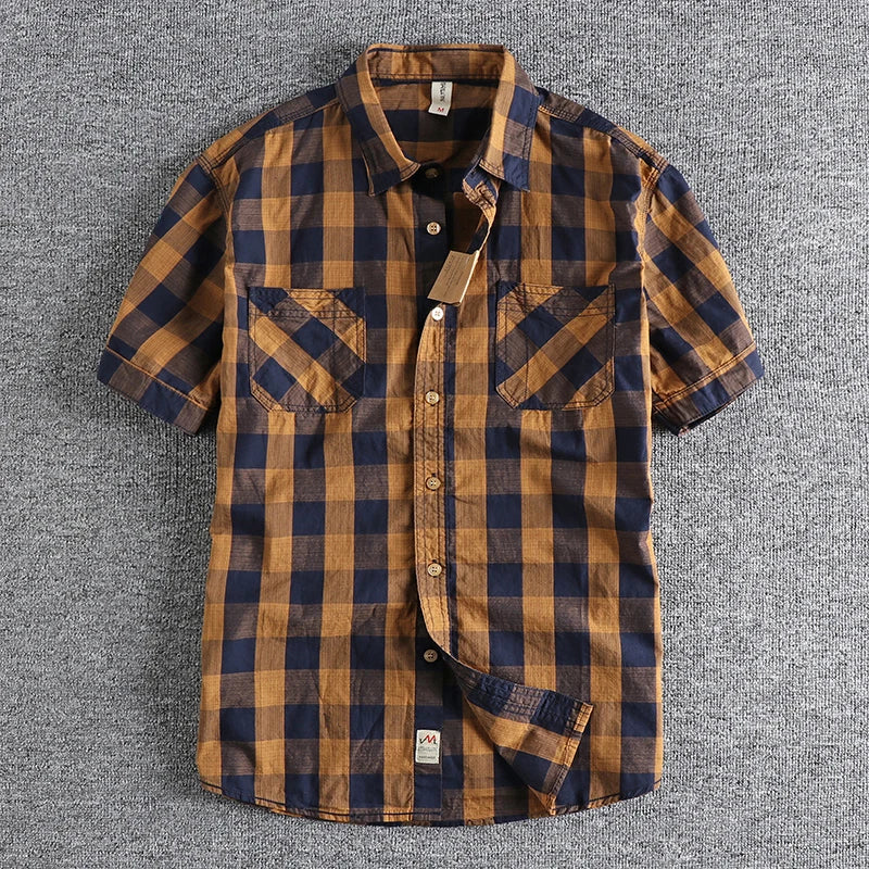 Camisa Cuadros Hombre | Algodón Lavado | Estilo Gótico | Manga Corta | Ticotrendy Costa Rica