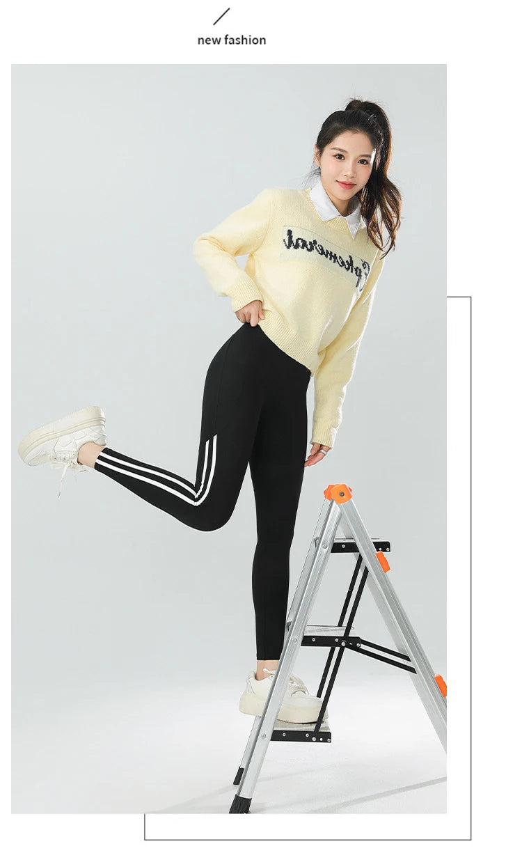 Mallas Piel Tiburón Raya Bolsillo | Cintura Alta Ajustado Fitness | Yoga Ciclismo Correr Otoño | Ticotrendy