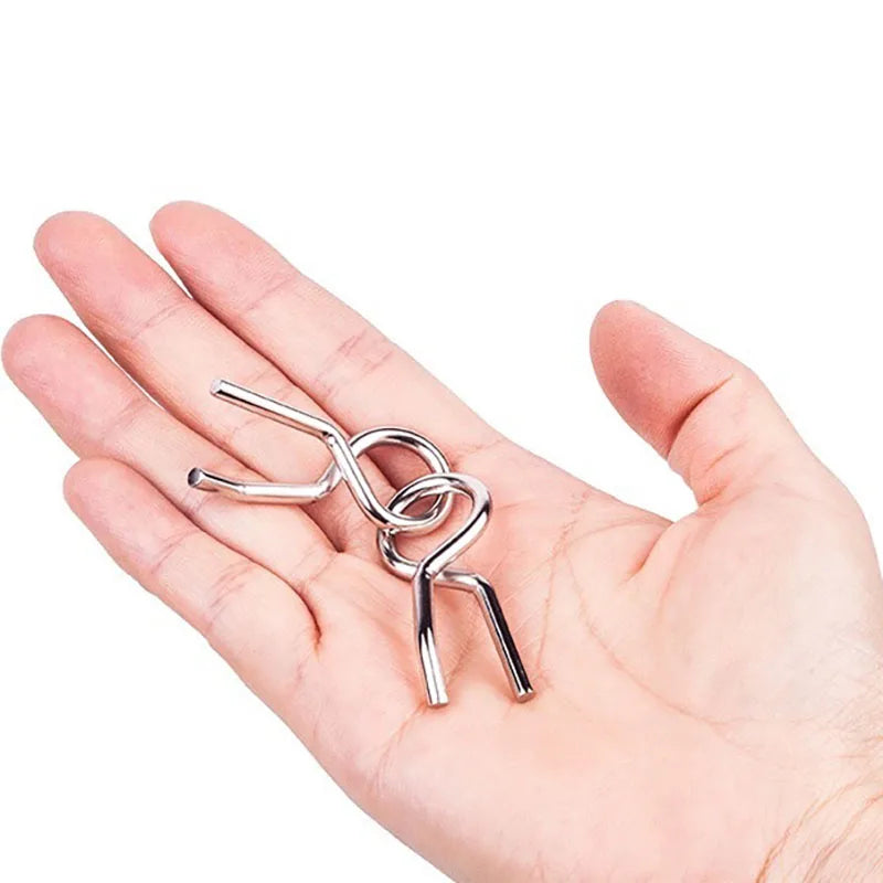 Rompecabezas Montessori de Metal para niños y adultos, juego interactivo de alambre, IQ, Mente, Cerebro, juguetes educativos, 8 piezas por juego