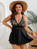 Tankini con Estampado de Hojas y Lazos Ajustables