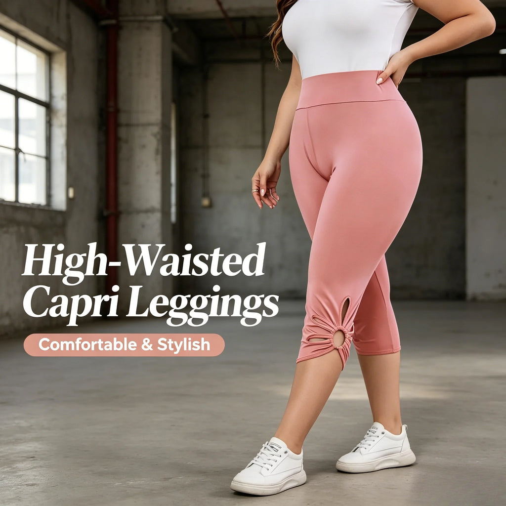 Leggings Elásticos Talla Grande | Pantalones Capri Sin Costuras | Cintura Elástica para Verano | Tico Trendy