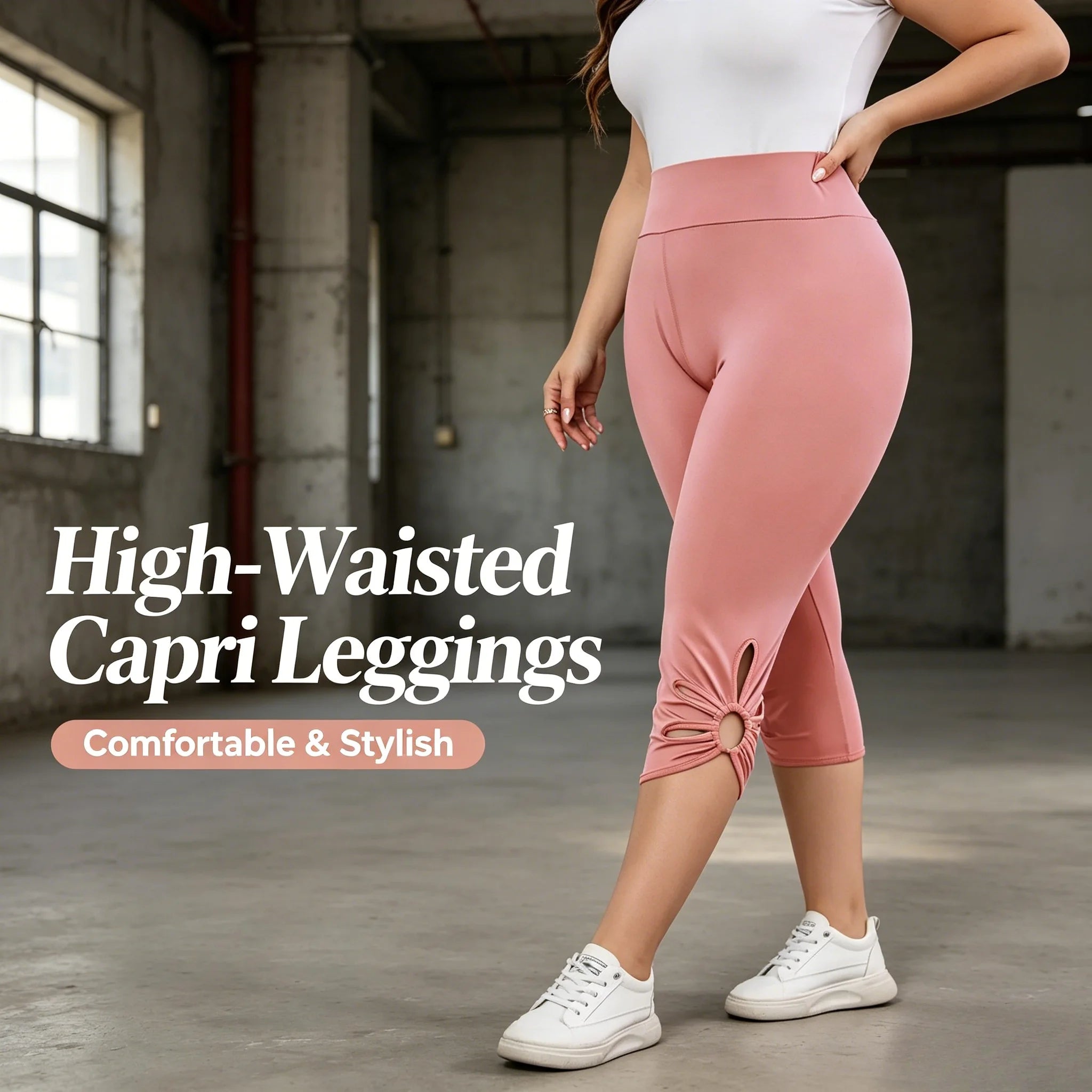 Leggings Elásticos Talla Grande | Pantalones Capri Sin Costuras | Cintura Elástica para Verano | Tico Trendy